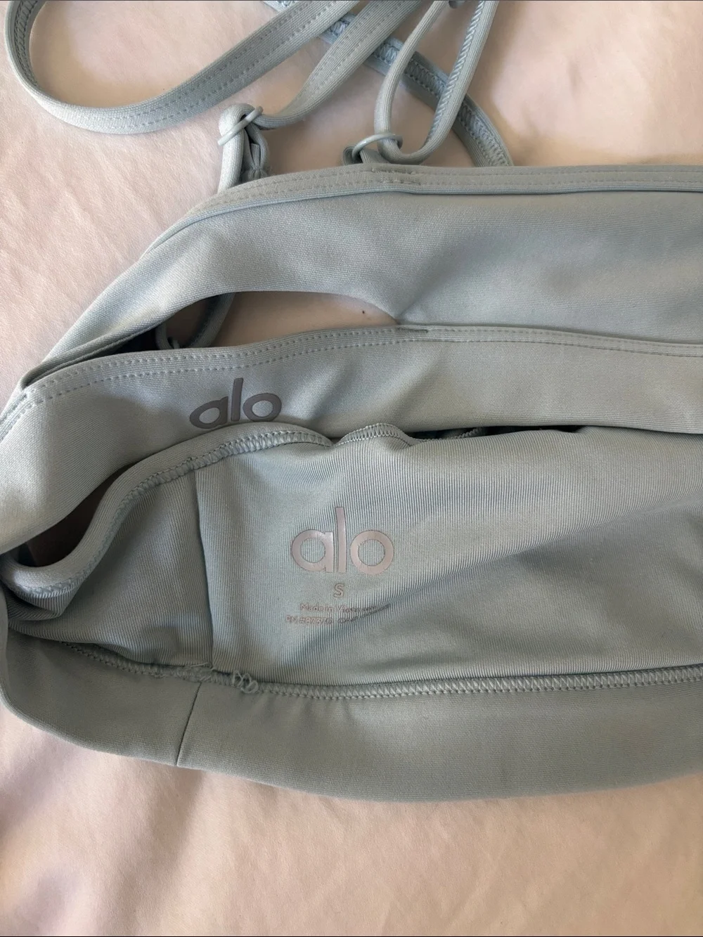 ALO Yoga Light Blue Strappy Sports Bra